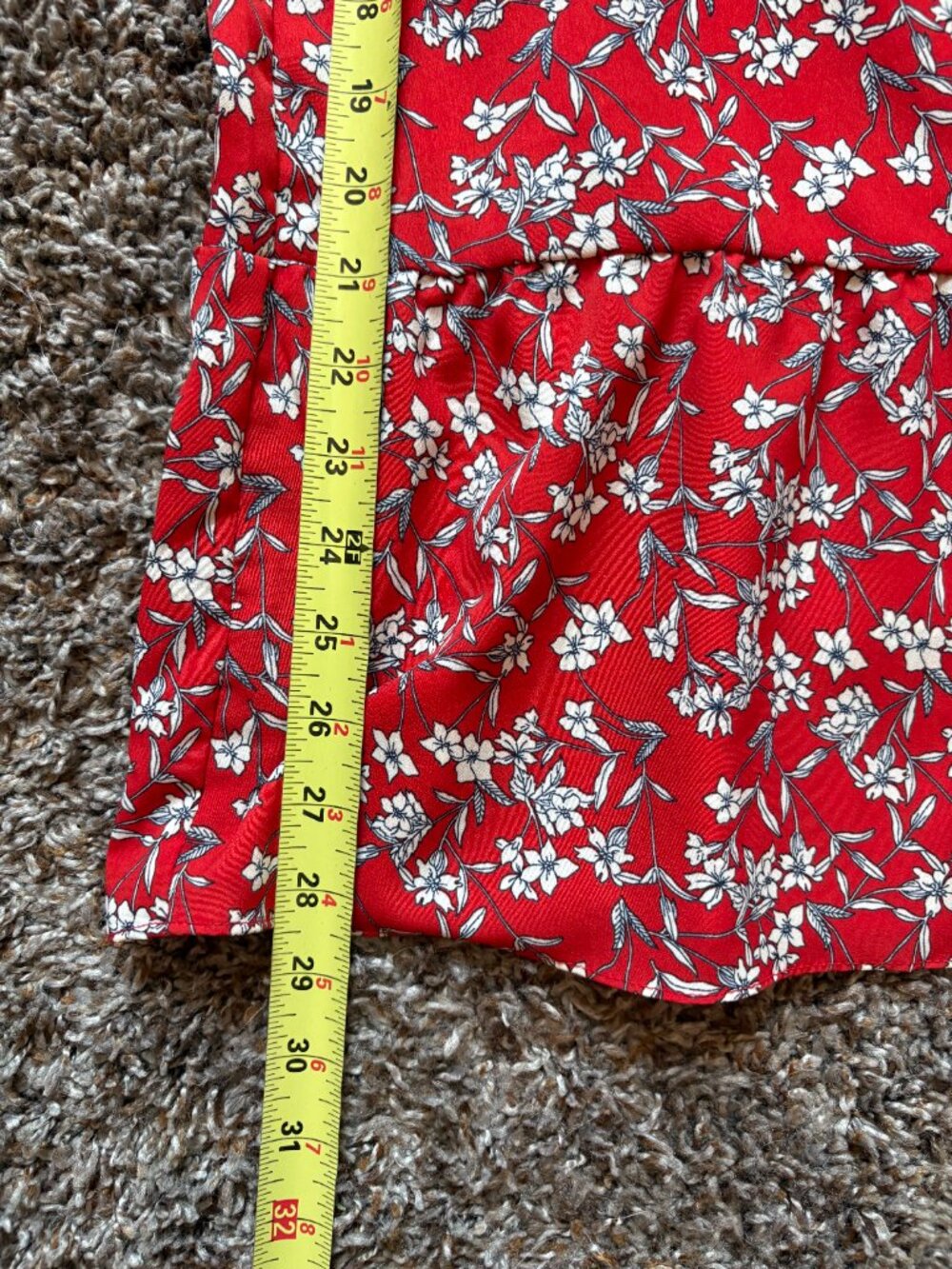 Banana Republic Red Floral Ruffle Midi Dress Size 10 - Picture 6 of 7